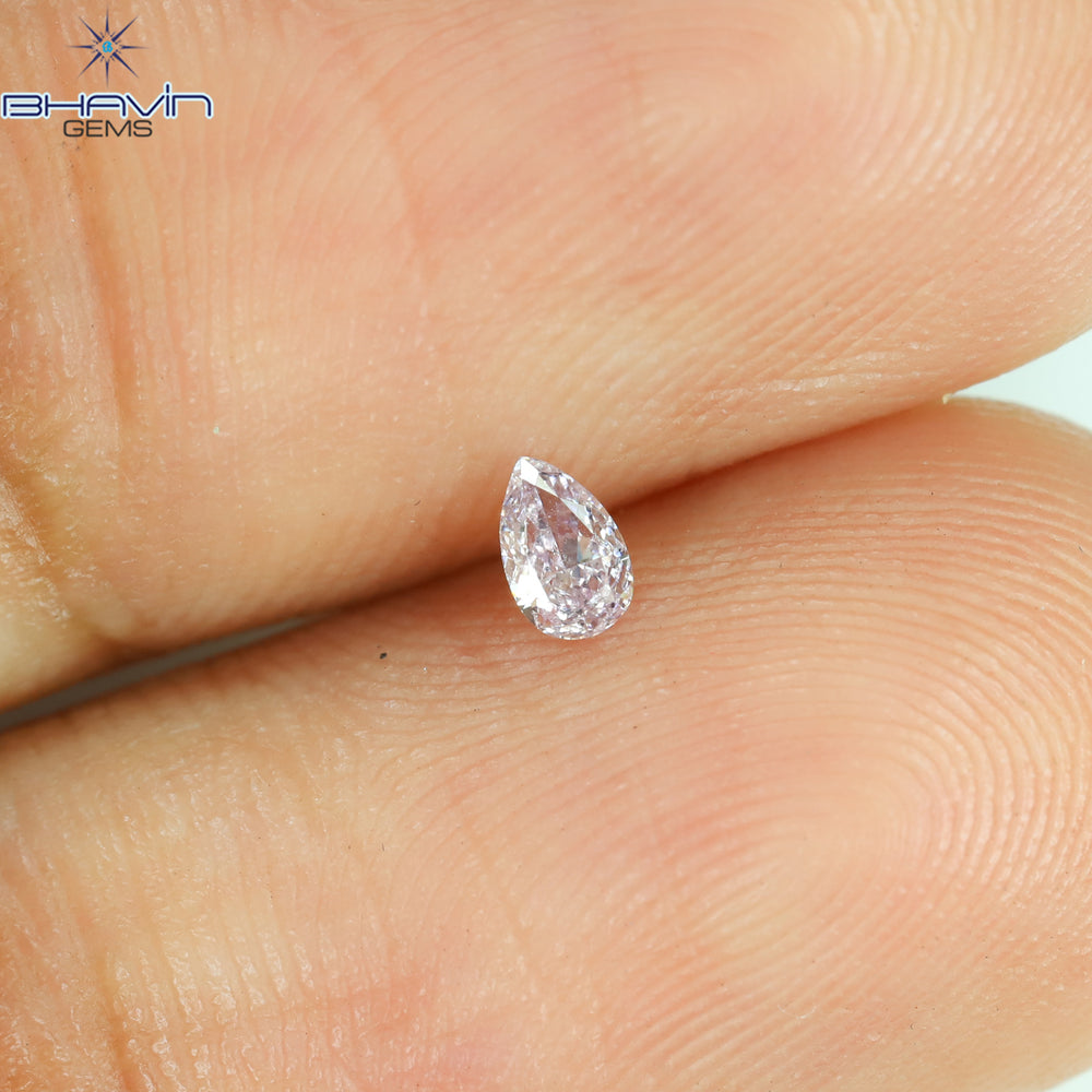 0.07 CT Pear Shape Natural Diamond Pink Color SI1 Clarity (3.50 MM)