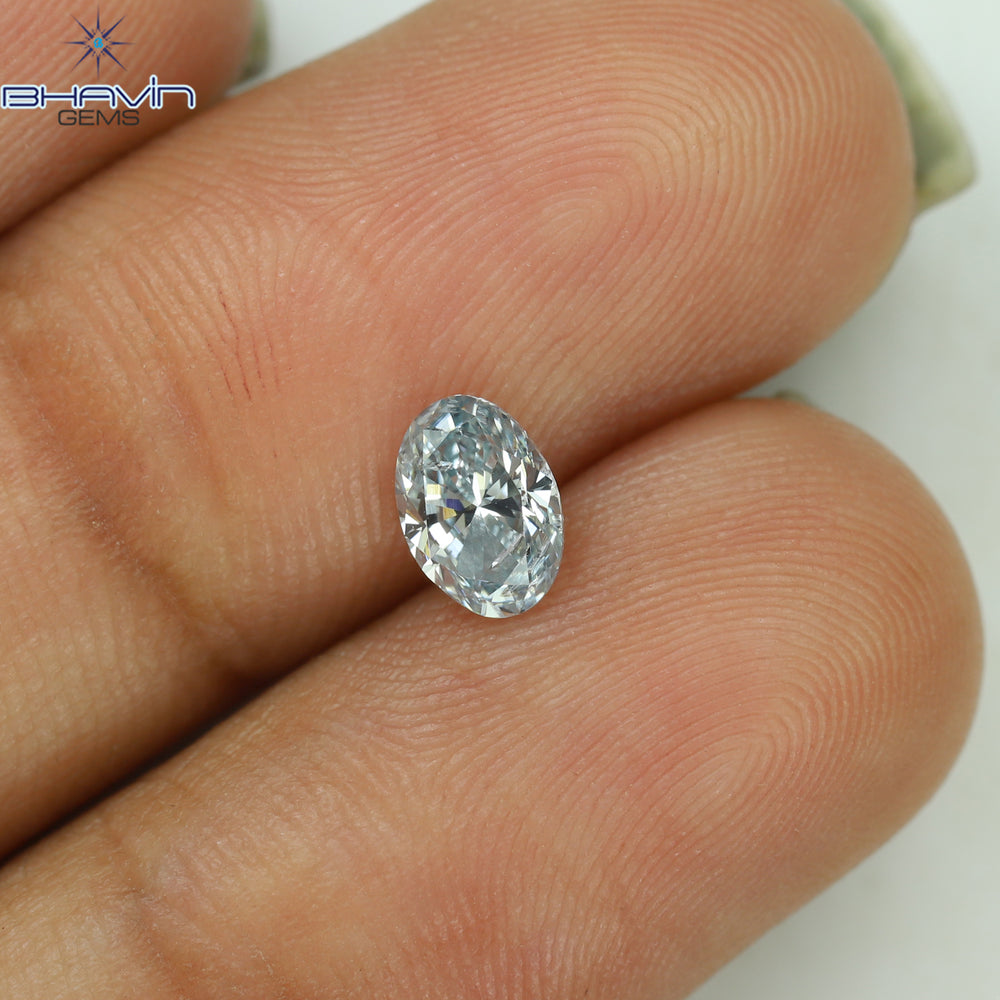 0.50 CT Oval Shape Natural Diamond Blue Color SI2 Clarity (6.00 MM)