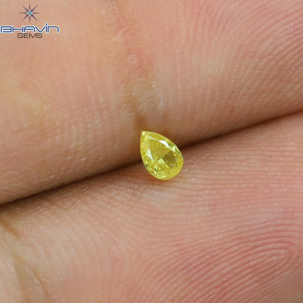 0.10 CT Pear Shape Natural Diamond Yellow Color VS2 Clarity (3.76 MM)