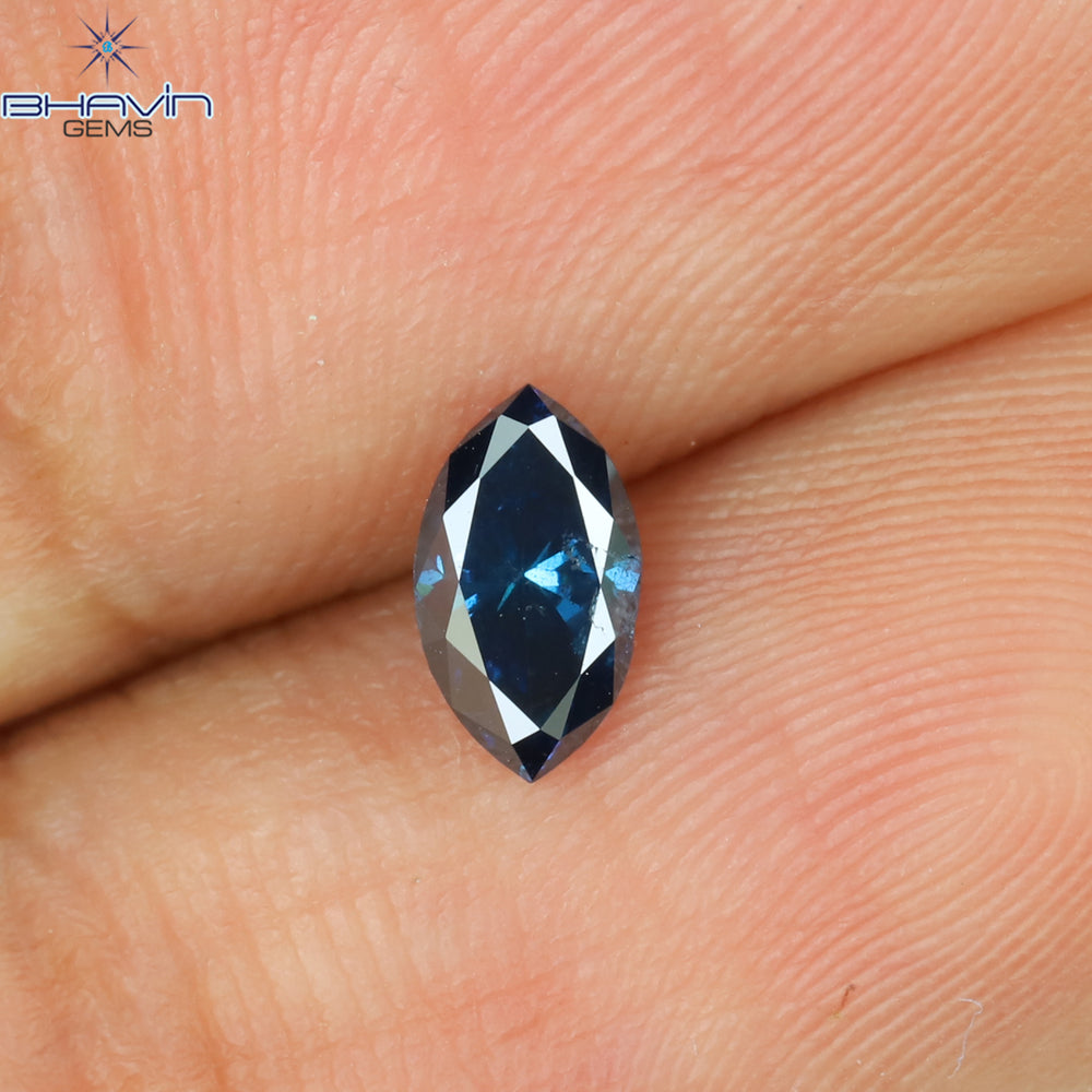 0.45 CT Marquise Shape Natural Diamond Blue Color I1 Clarity (6.30 MM)