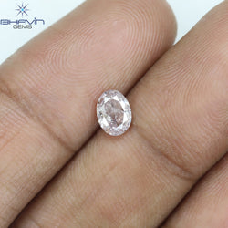 GIA Certified 0.55 CT Oval Shape Natural Diamond Brownish Pink Color I3 Clarity (5.69 MM)