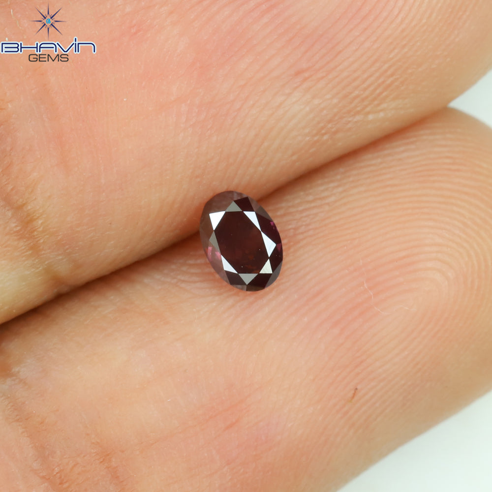 0.18 CT Oval Shape Natural Diamond Enhanced Pink Color SI1 Clarity (4.26 MM)