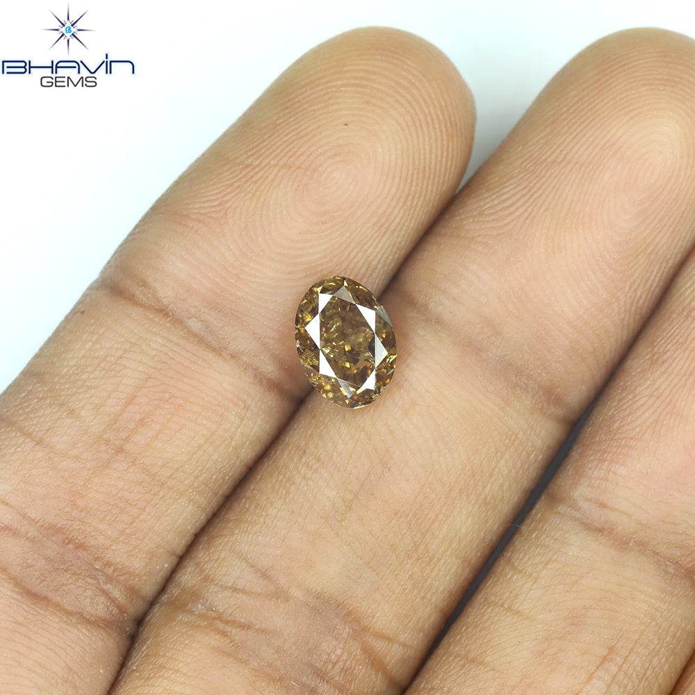 1.50 CT Oval Shape Natural Diamond Brown Color I1 Clarity (7.81 MM)