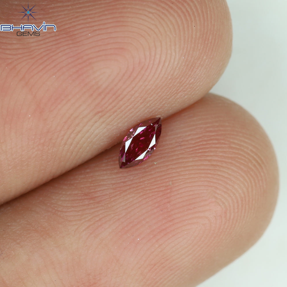 0.10 CT Marquise Shape Natural Diamond Pink Color VS1 Clarity (4.52 MM)