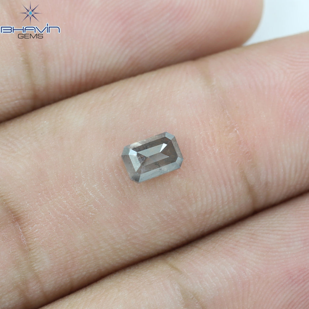 0.68 CT Emerald Shape Natural Diamond Salt And Pepper Color I3 Clarity (5.72 MM)