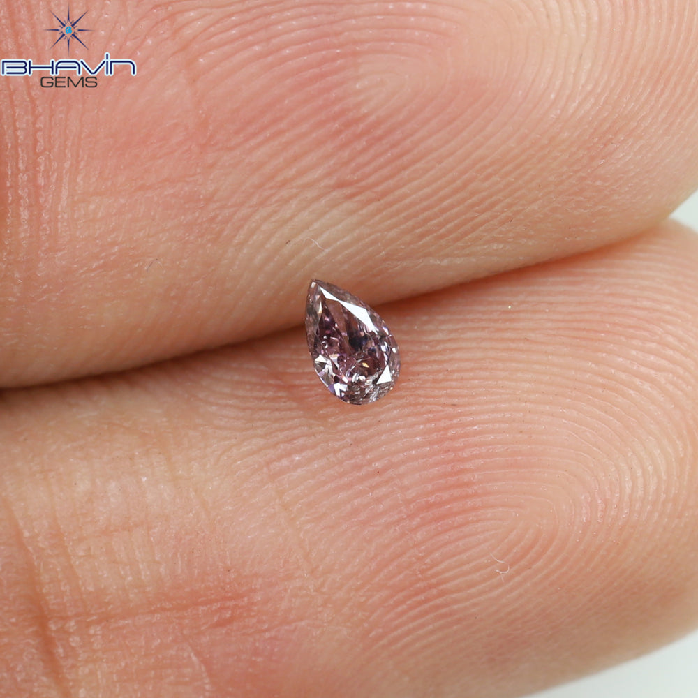 0.08 CT Pear Shape Natural Diamond Pink Color SI2 Clarity (3.73 MM)