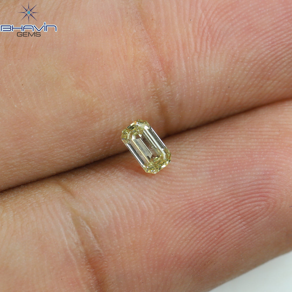 0.32 CT Emerald Shape Natural Diamond Yellow Color VS2 Clarity (5.00 MM)