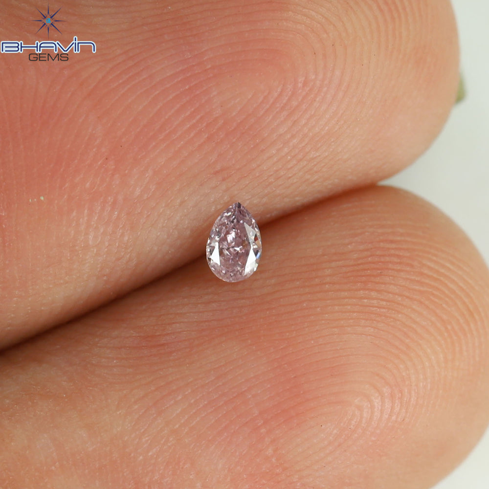 0.05 CT Pear Shape Natural Diamond Pink Color SI1 Clarity (2.96 MM)