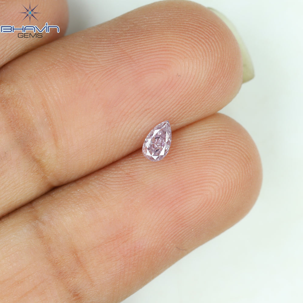 0.14 CT Pear Shape Natural Diamond Pink Color SI1 Clarity (4.42 MM)