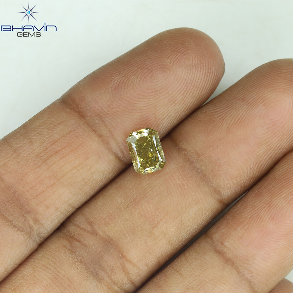 1.01 CT Radiant Shape Natural Diamond Green Yellow (Chameleon) Color SI1 Clarity (6.60 MM)