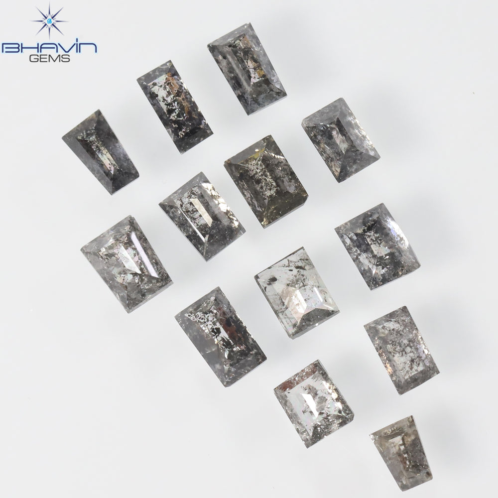 0.83 CT/13 Pcs Square Baguette Shape Natural Diamond Salt And Pepper Color I3 Clarity (3.10 MM)