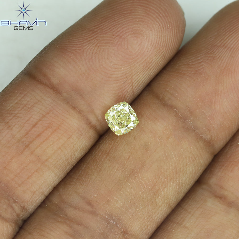 0.51 CT Cushion Shape Natural Diamond Yellow Color VS2 Clarity (4.26 MM)