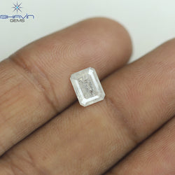 0.94 CT Emerald Shape Natural Diamond White Color I3 Clarity (6.63 MM)