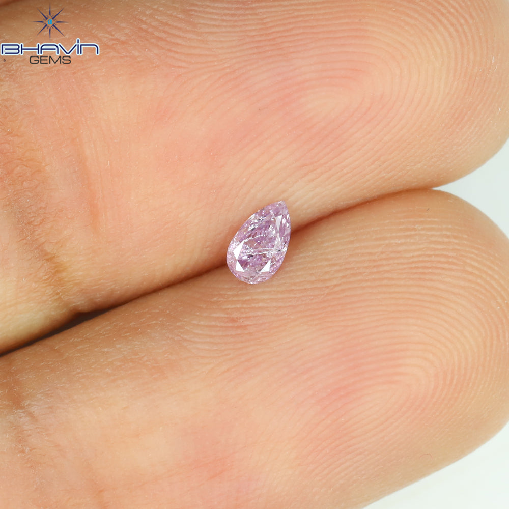 0.10 CT Pear Shape Natural Diamond Pink Color I2 Clarity (4.02 MM)