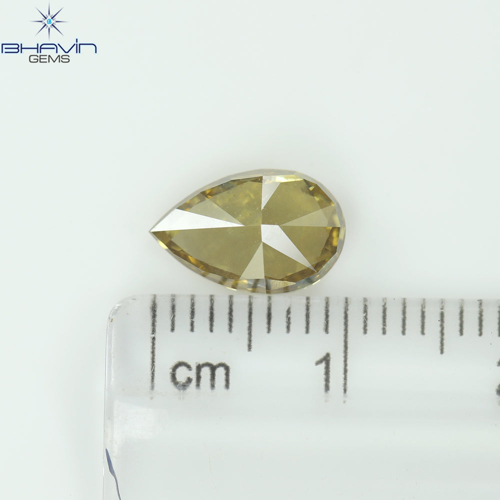 GIA Certified 2.10 CT Pear Natural Diamond Brown-Yellow Color I1 Clarity (10.26 MM)