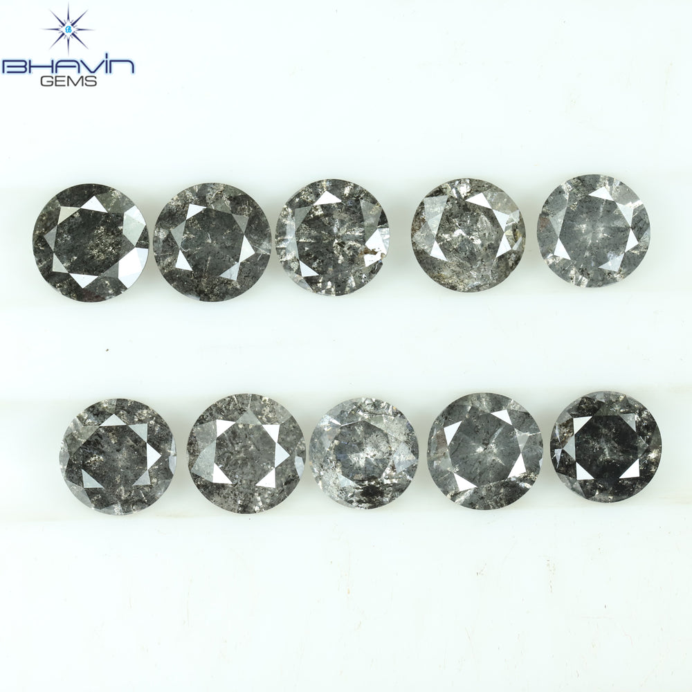 2.34 CT/10 Pcs Round Shape Natural Loose Diamond Salt And pepper Color I3 Clarity (4.00 MM)