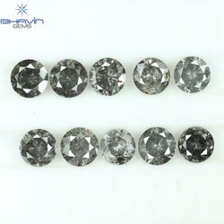 2.34 CT/10 Pcs Round Shape Natural Loose Diamond Salt And pepper Color I3 Clarity (4.00 MM)