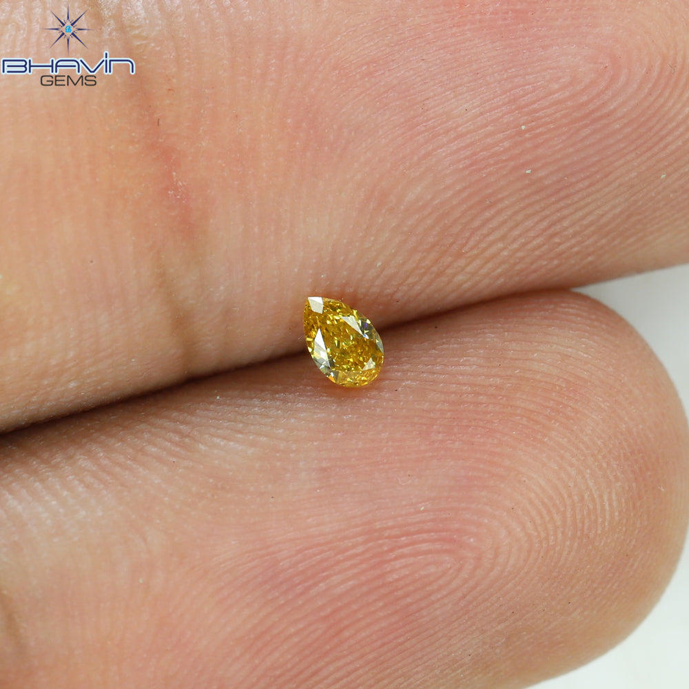 0.11 CT Pear Shape Natural Diamond Orange Color VS2 Clarity (3.82 MM)