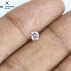 GIA Certified 0.25 CT Cushion Diamond Purplish Pink Color Natural Loose Diamond I1 Clarity (3.59 MM)