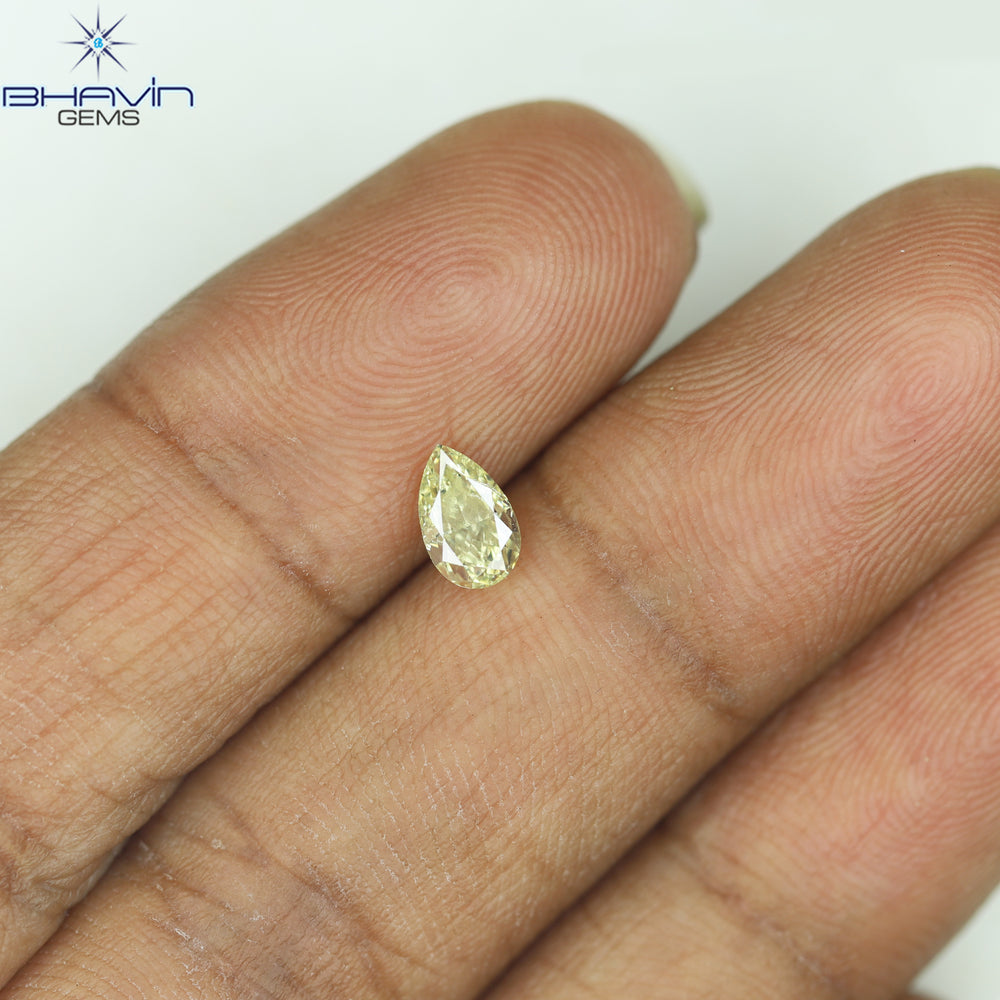 0.47 CT Pear Shape Natural Diamond Yellow Color VS1 Clarity (6.03 MM)