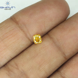 GIA Certified 0.25 CT Cushion Diamond Orange Yellow Color Natural Diamond SI1 Clarity (3.73 MM)