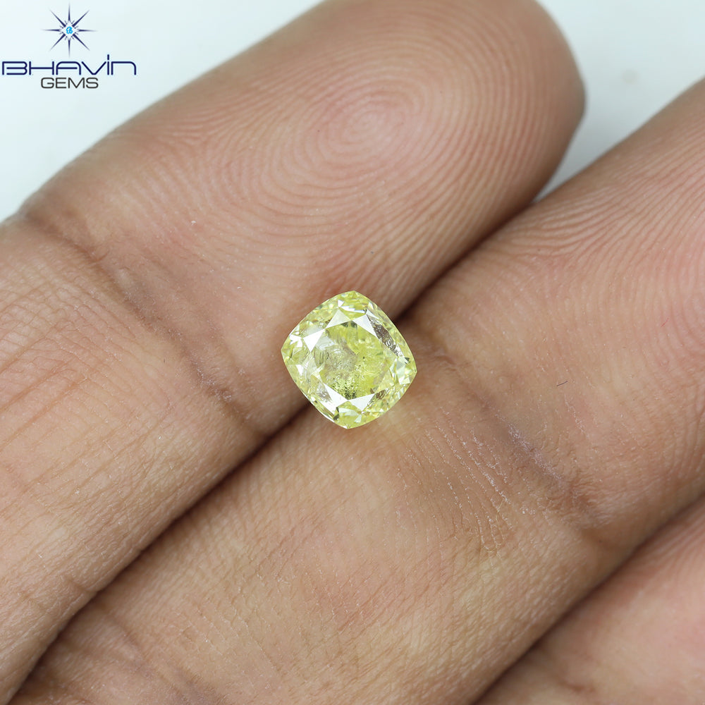 1.01 CT Cushion Shape Natural Diamond Yellow Color I1 Clarity (5.22 MM)