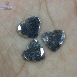3.48 CT/3 Pcs Slice Shape Natural Diamond Salt And Pepper Color I3 Clarity (9.75 MM)