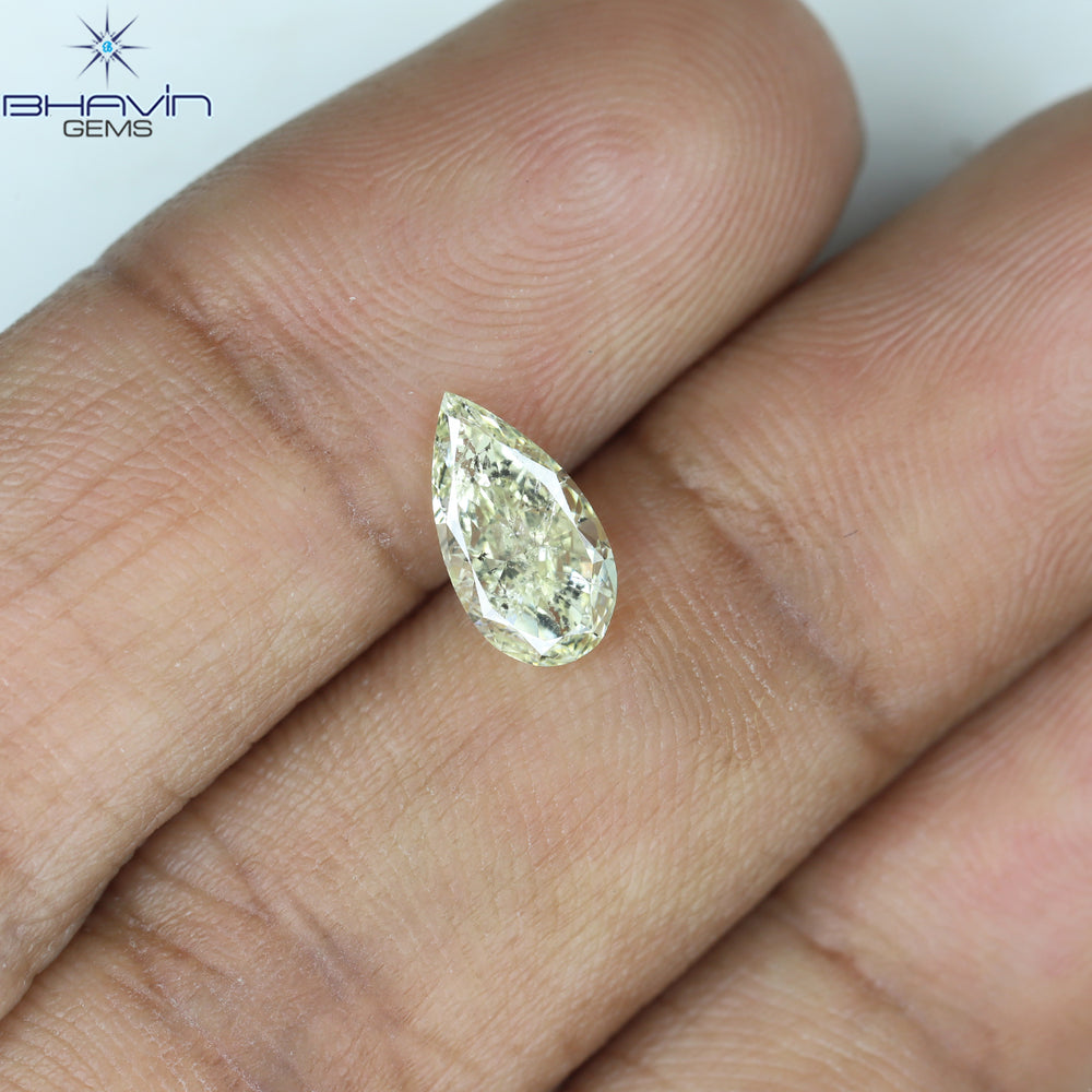 1.01 CT Pear Shape Natural Diamond Yellow Color I1 Clarity (9.21 MM)