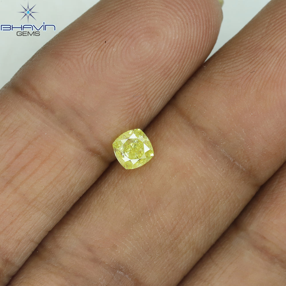 0.46 CT Cushion Shape Natural Diamond Yellow Color I2 Clarity (4.15 MM)