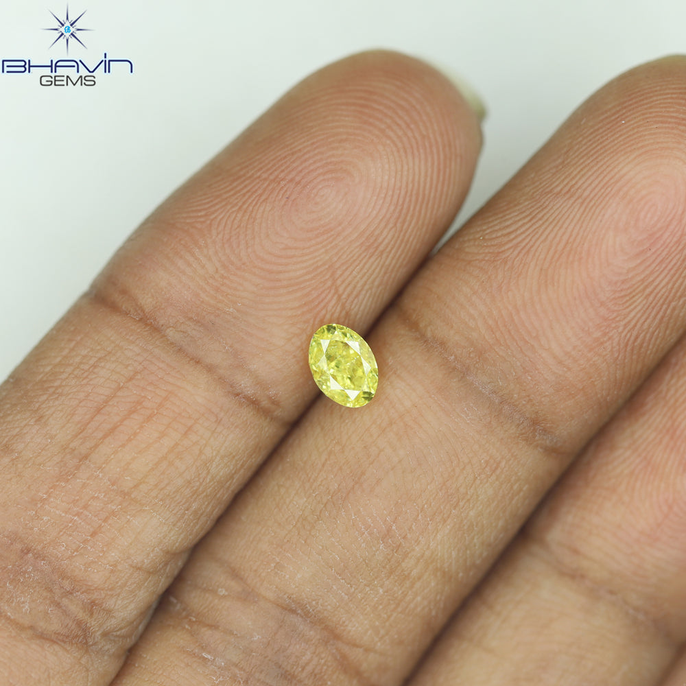 0.40 CT Oval Shape Natural Diamond Yellow Color I1 Clarity (5.20 MM)