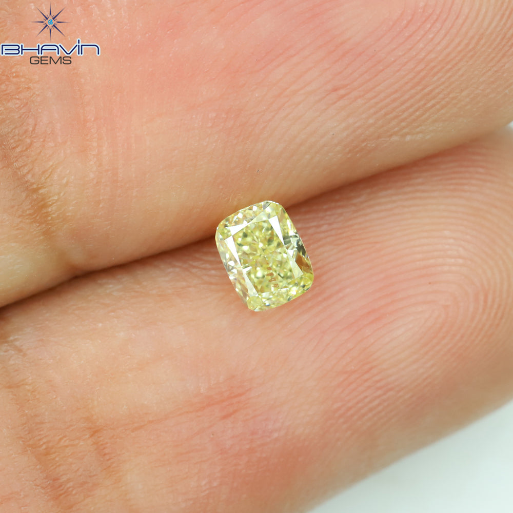 0.26 CT Cushion Shape Natural Diamond Yellow Color VS2 Clarity (4.06 MM)