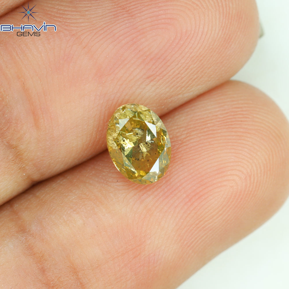 1.02 CT Oval Shape Natural Diamond Brown Yellow Color I3 Clarity (6.62 MM)