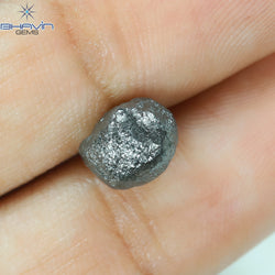 2.49 CT Rough Shape Natural Diamond Salt And Pepper Color I3 Clarity (7.36 MM)