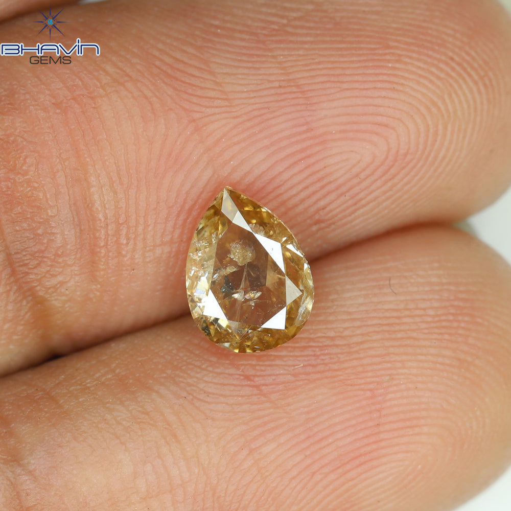 0.94 CT Pear Shape Natural Diamond Brown Color I2 Clarity (7.00 MM)