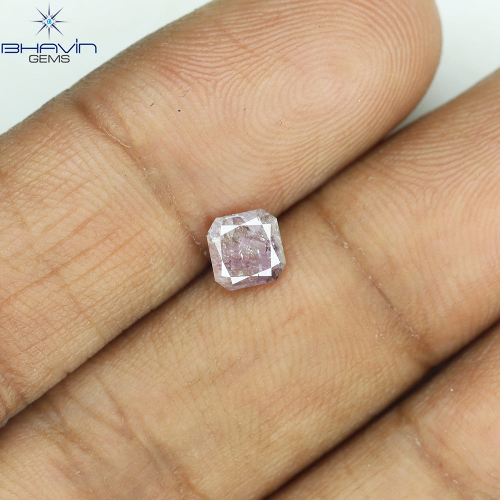0.61 CT Radiant Diamond Pink Color Natural Loose Diamond I3 Clarity (4.66 MM)