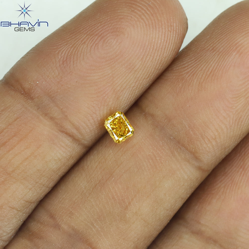 GIA Certified 0.25 CT Radiant Diamond Orange-Yellow Color Natural Diamond SI2 Clarity (3.66 MM)