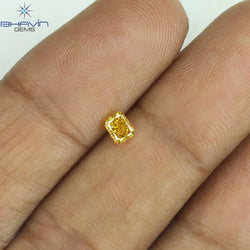 GIA Certified 0.25 CT Radiant Diamond Orange-Yellow Color Natural Diamond SI2 Clarity (3.66 MM)