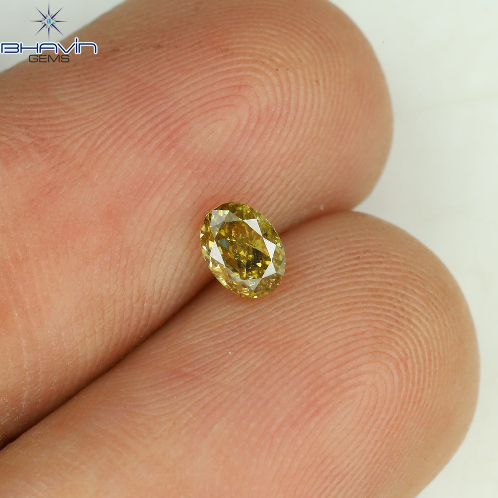 0.24 CT Oval Shape Natural Diamond Green (Chameleon) Color SI1 Clarity (4.20 MM)