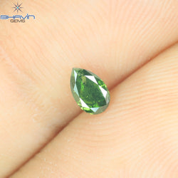 0.18 CT、ペアー ダイヤモンド、グリーン カラー、クラリティ I1