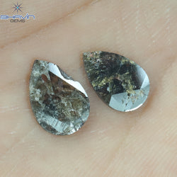 1.75 CT/5 ピース スライス形状 天然ダイヤモンド ソルト アンド ペッパー カラー I3 クラリティ (10.45 MM)