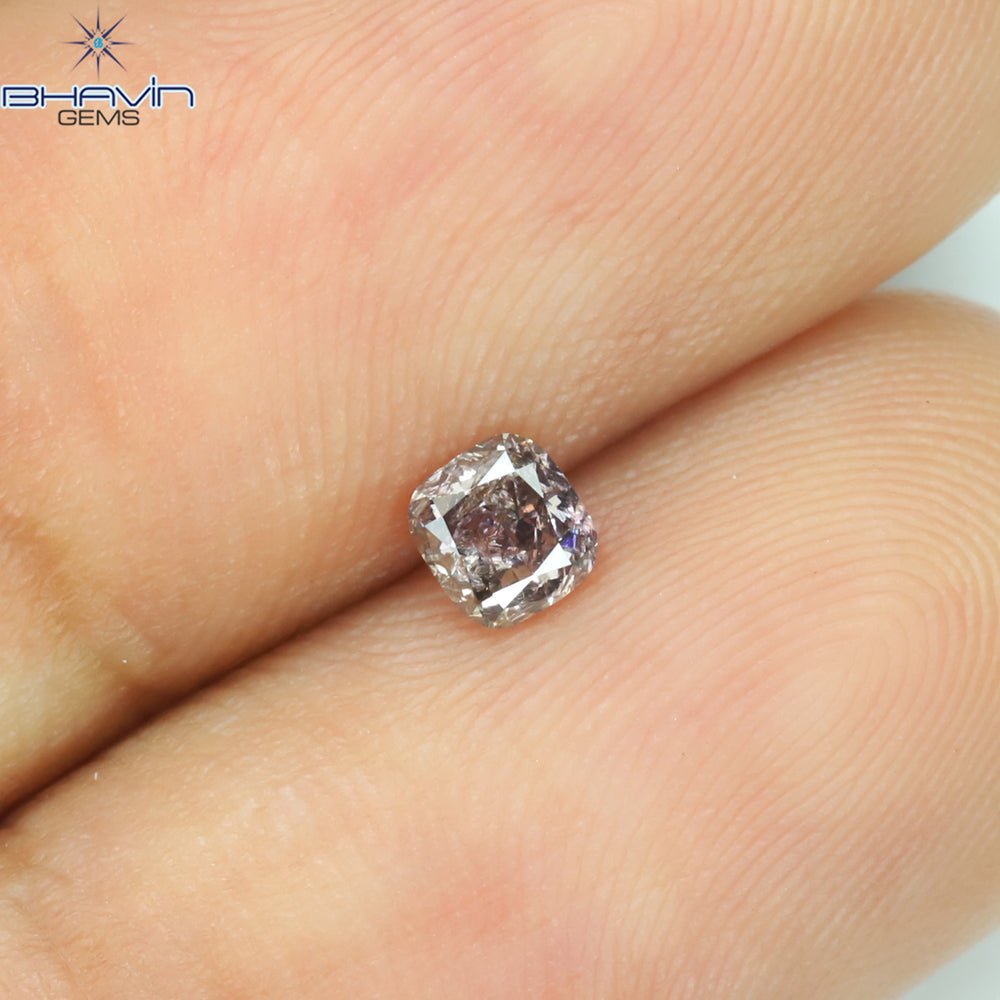 0.21 CT Cushion Shape Natural Diamond Brown Pink Color I2 Clarity (3.43 MM)