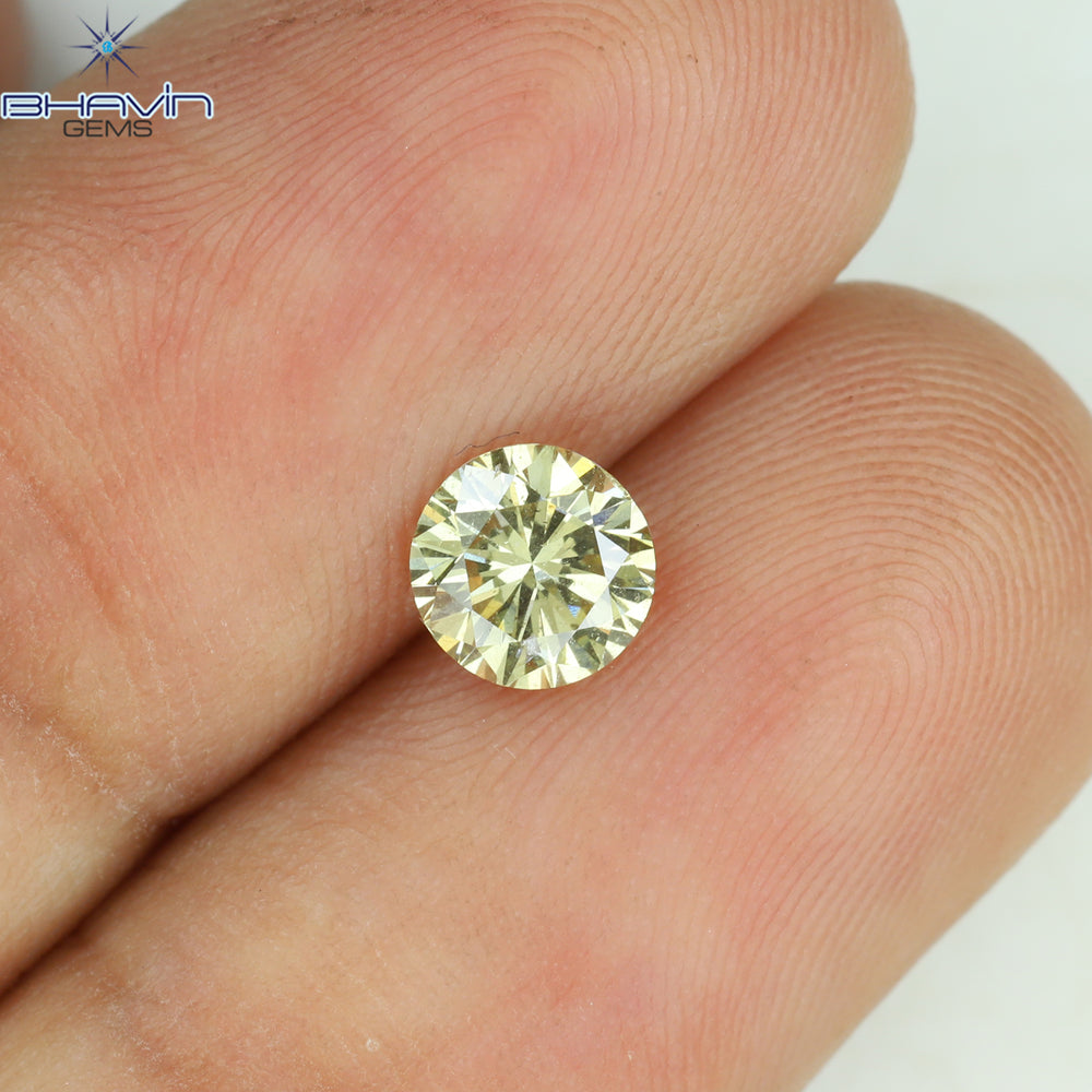 0.52 CT Round Shape Natural Diamond Green (Chameleon) Color VS2 Clarity (4.97 MM)