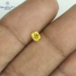 GIA Certified 0.25 CT Cushion Diamond Orange Yellow Color Natural Diamond I1 Clarity (3.67 MM)