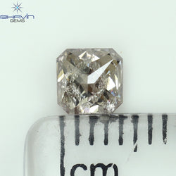 0.54 CT Radiant Shape Natural Diamond Brown Pink Color I2 Clarity (4.57 MM)