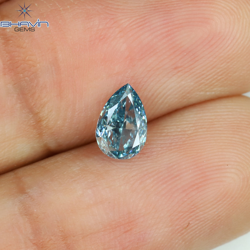 0.52 CT Pear Shape Natural Diamond Blue Color VS1 Clarity (6.43 MM)