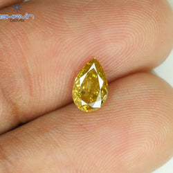 0.59 CT Pear Shape Natural Diamond Orange Color SI1 Clarity (6.78 MM)