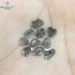 3.20 CT (10 Pcs) Slice Shape Natural Diamond Salt And Pepper Color I3 Clarity (5.94 MM)
