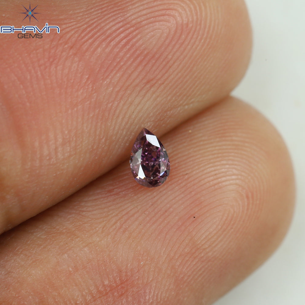 0.13 CT Pear Shape Natural Diamond Pink Color SI1 Clarity (3.98 MM)