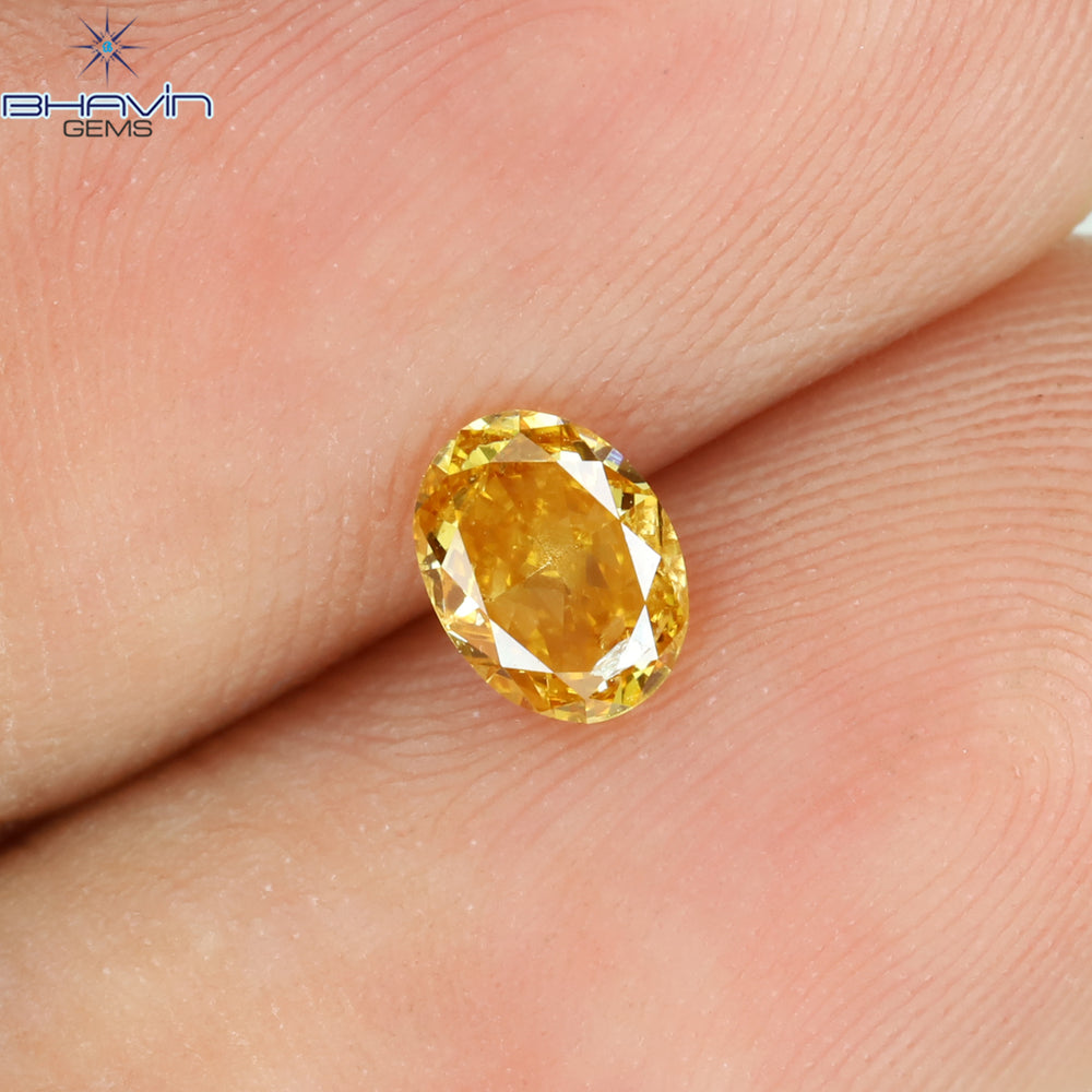 0.35 CT Oval Shape Natural Diamond Orange Color SI1 Clarity (4.99 MM)