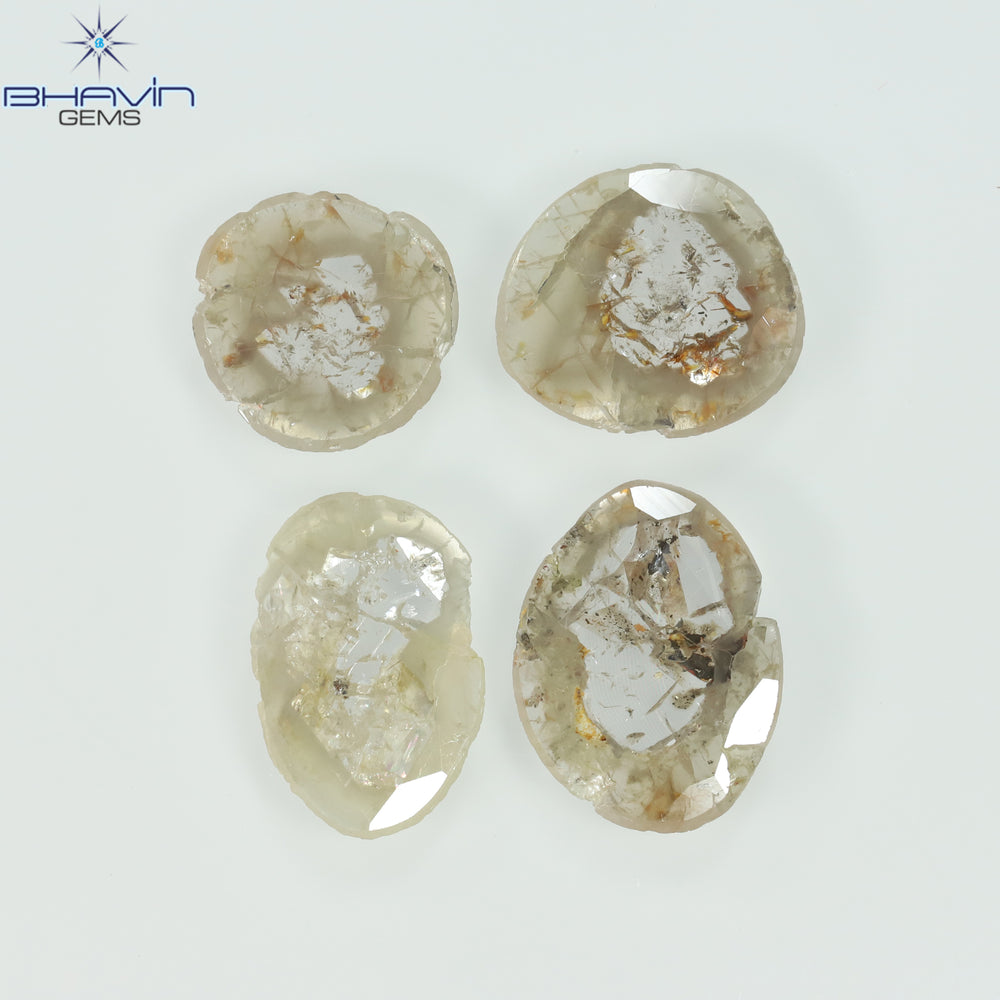 2.53 CT/4 Pcs Slice Shape Natural Loose Diamond Grayish Green Color I3 Clarity (10.48 MM)